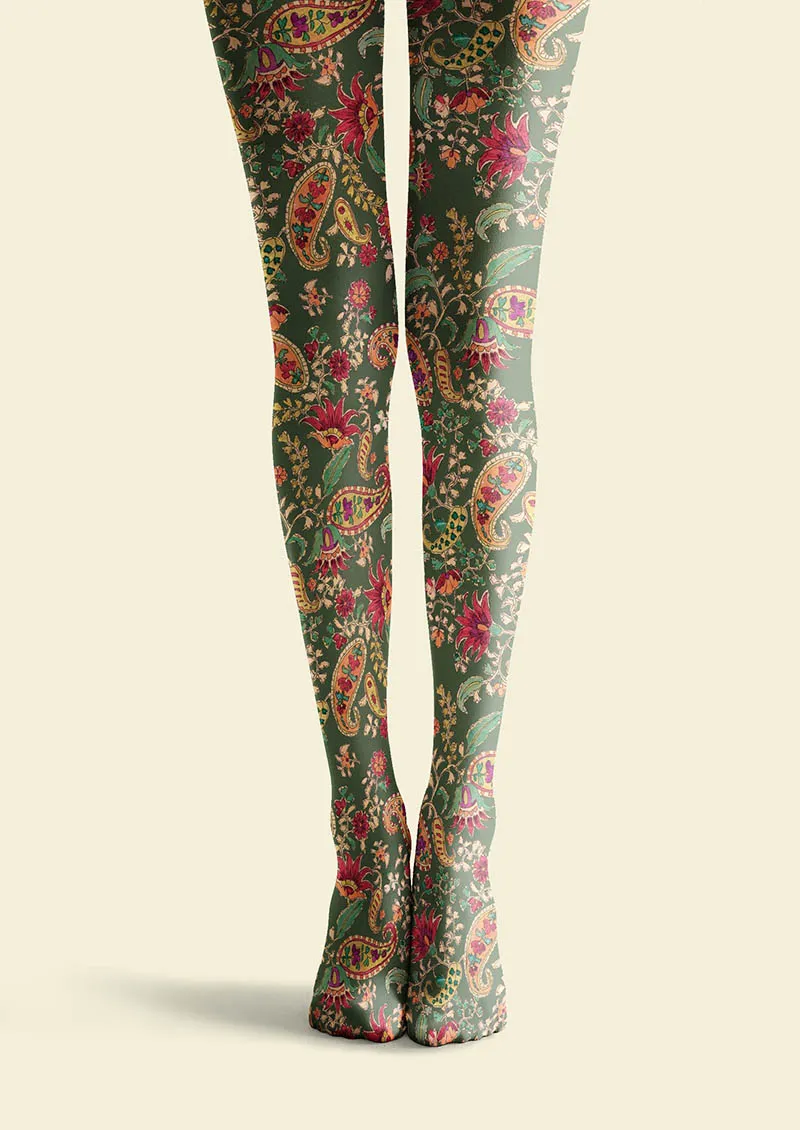 Viken Plan Mint Vintage Paisley Tights Hosiery Pantyhose - Image 4