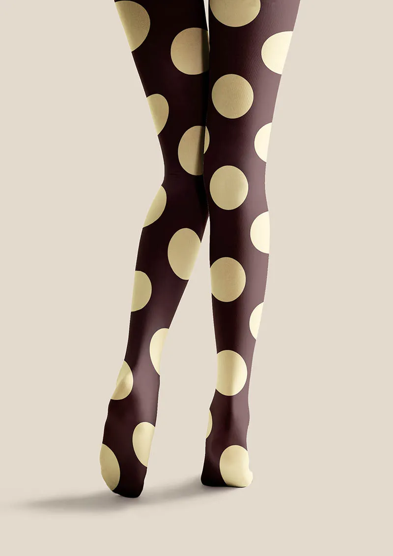 Viken Plan Pop Art Print Tights Personalized Tights/Tights [Mocha Dots] - Image 3