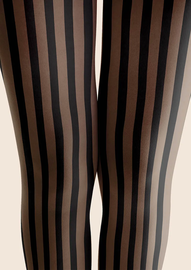 Viken Plan Mocha Vertical Stripes Tights Hosiery Pantyhose - Image 4
