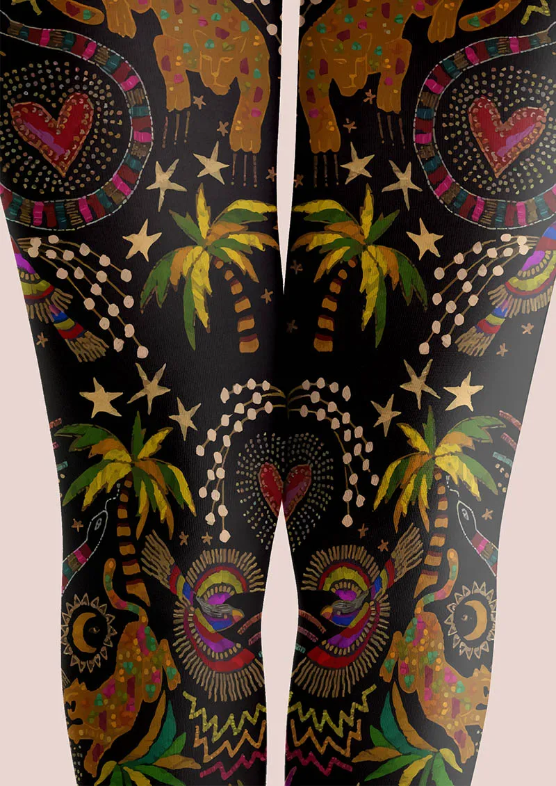 Viken Plan Mystic Tropical Night Tights Hosiery Pantyhose - Image 5