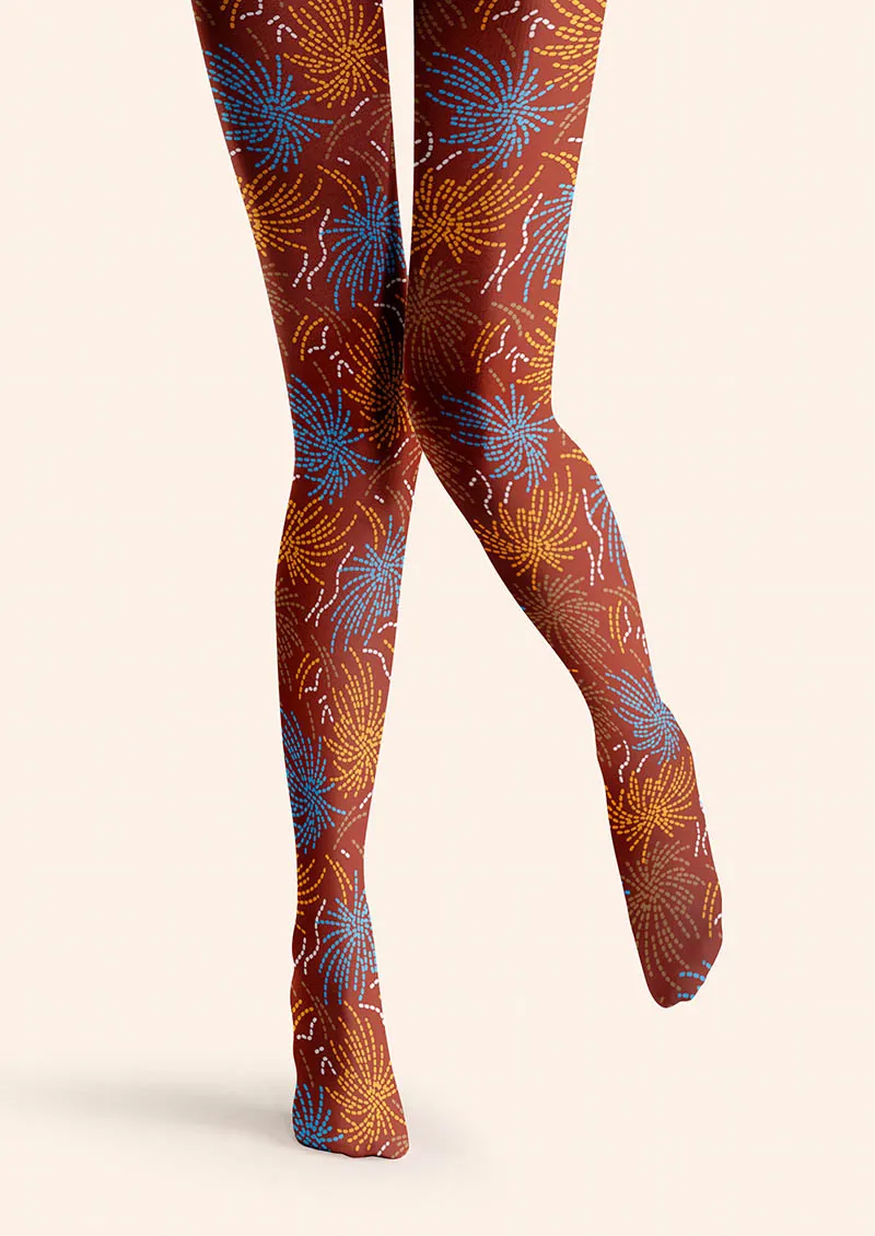 Viken Plan Geometric Art Neon Fireworks Tights Hosiery Pantyhose