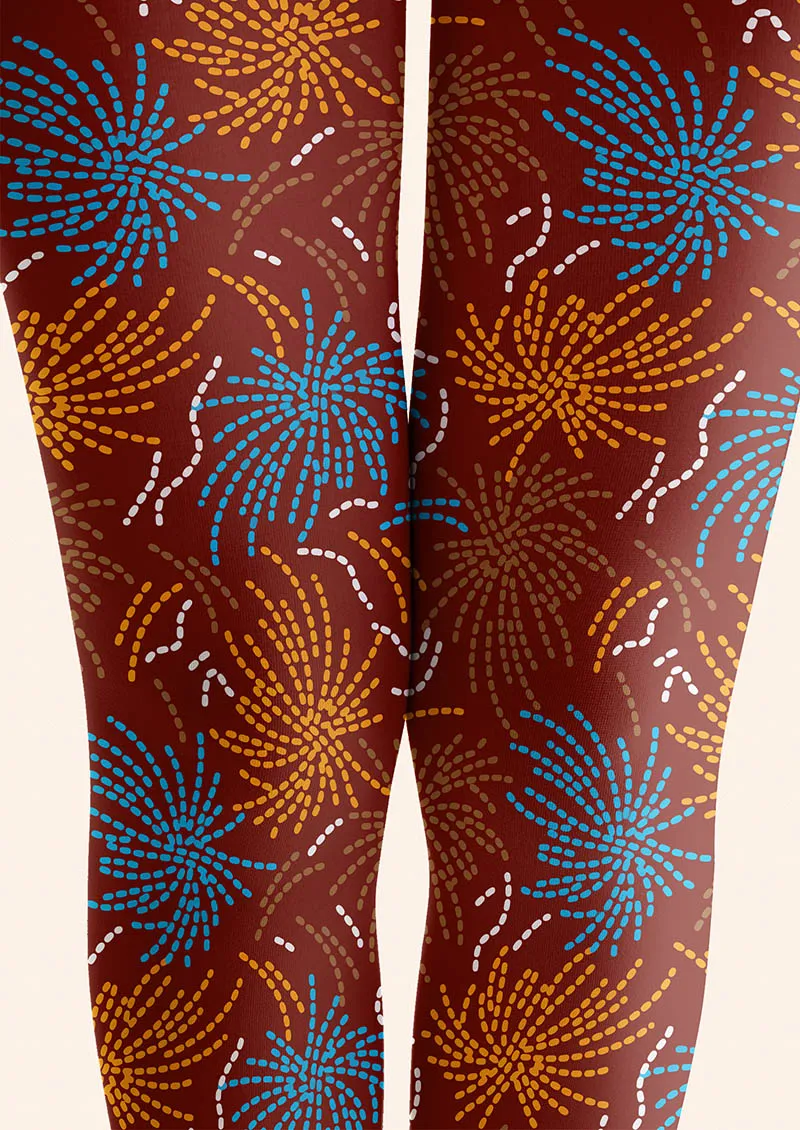 Viken Plan Geometric Art Neon Fireworks Tights Hosiery Pantyhose - Image 4