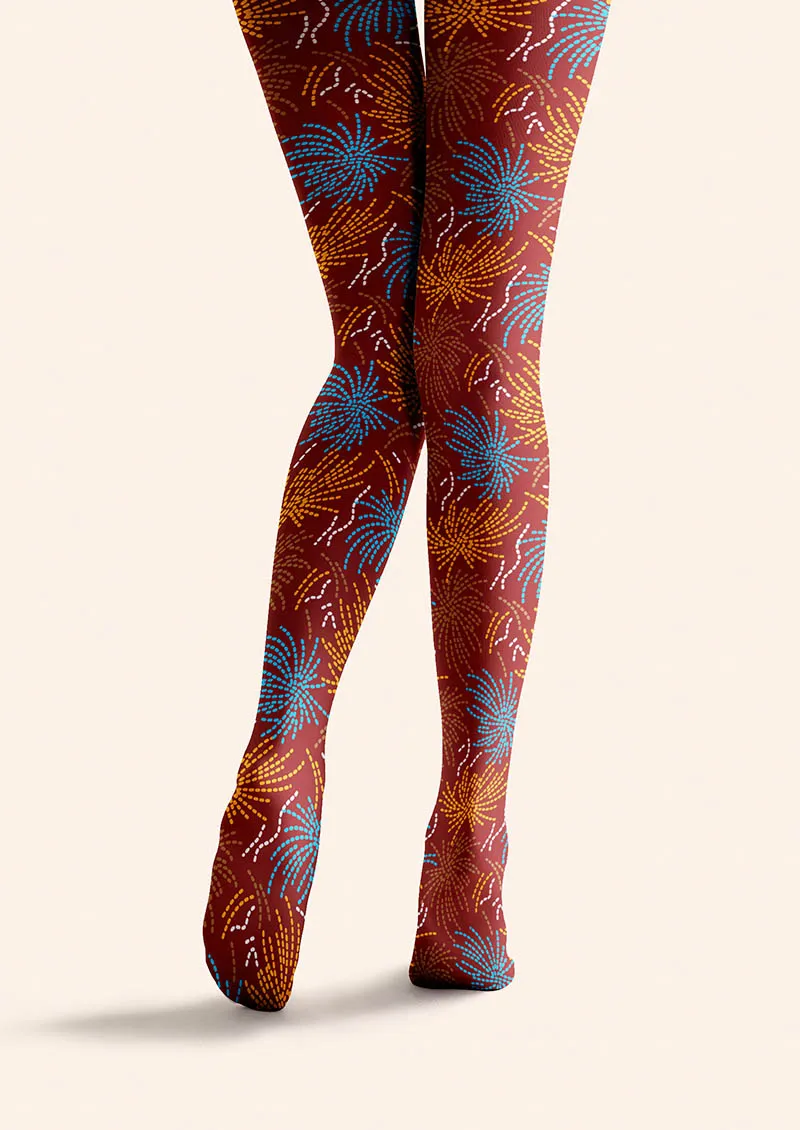 Viken Plan Geometric Art Neon Fireworks Tights Hosiery Pantyhose - Image 5