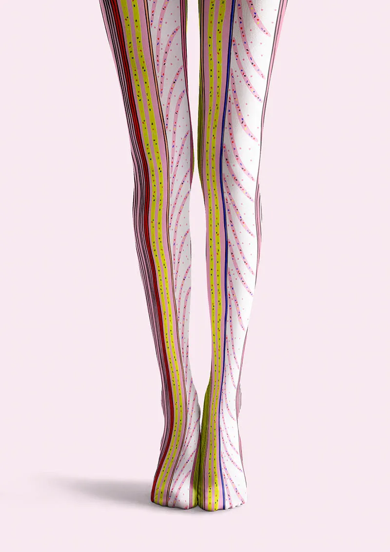 Viken Plan Neon Flow Lines Tights Hosiery Pantyhose