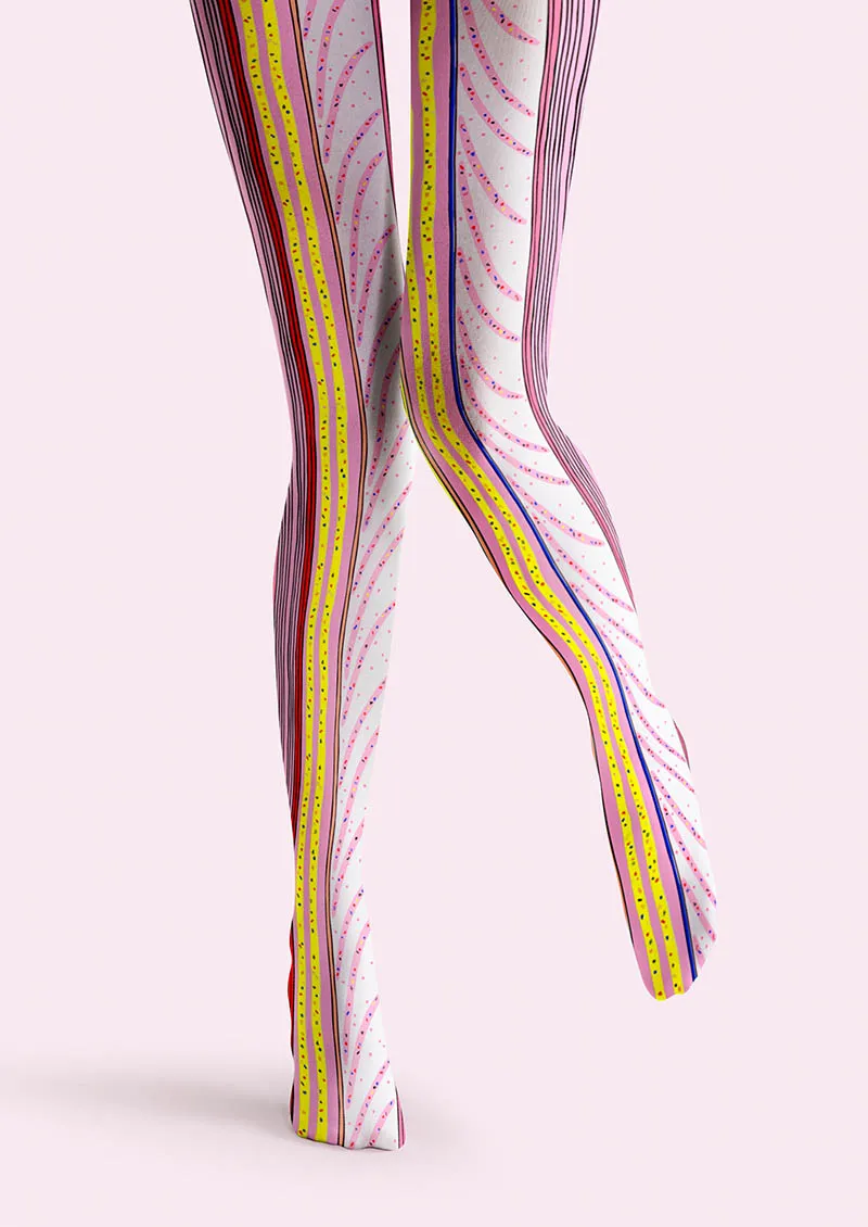 Viken Plan Neon Flow Lines Tights Hosiery Pantyhose - Image 3