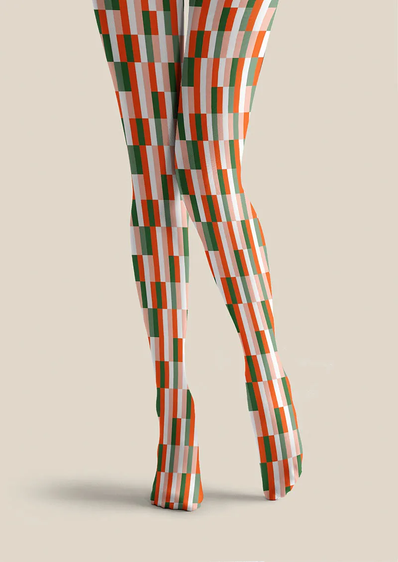 Viken Plan Christmas Fun Art Neon Stripes Tights Hosiery Pantyhose - Image 3