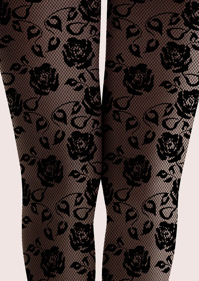 Viken Plan Lace Print Noir Bloom Tights Hosiery Pantyhose - Image 4