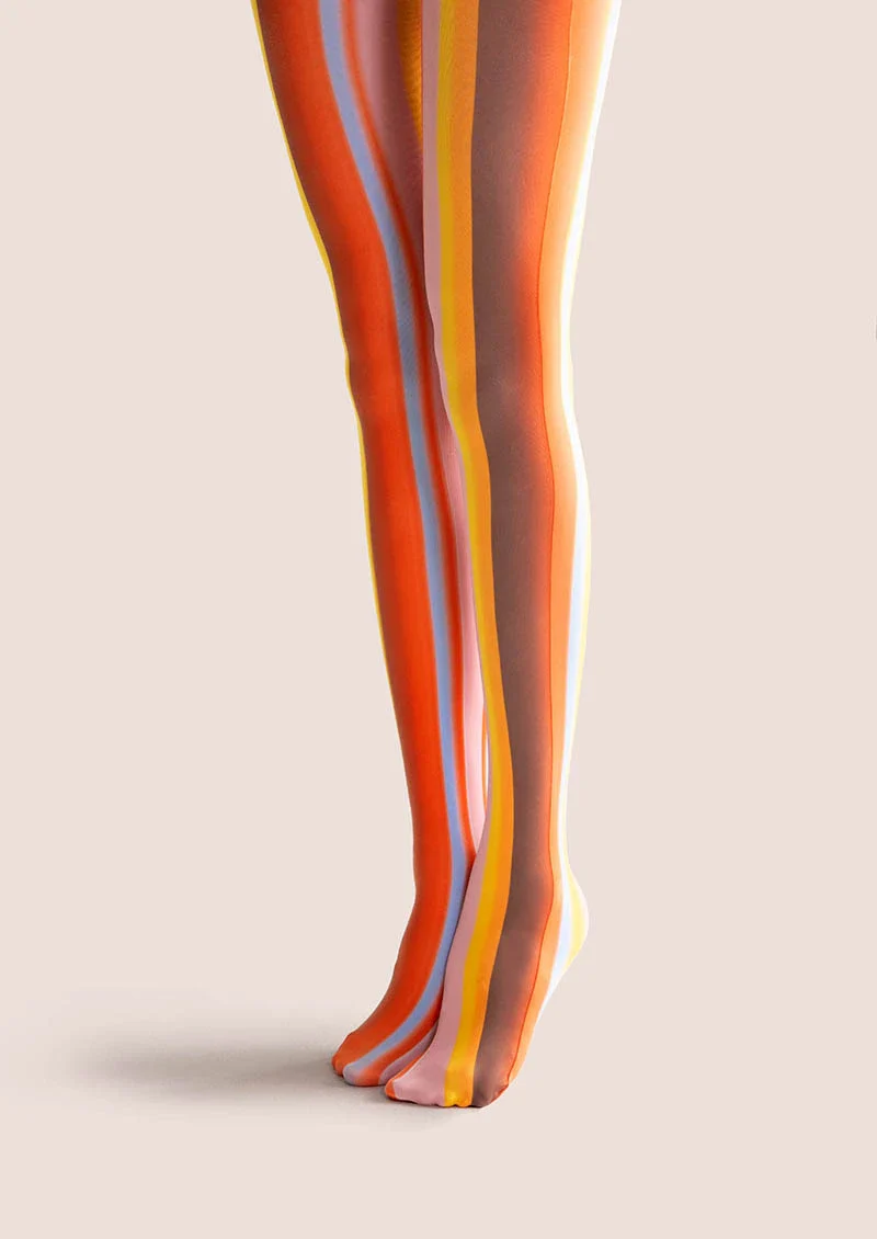 Viken Plan Pop Art Print Tights Colorful Pantyhose/Tights [Orange-Amber Stripes] - Image 4