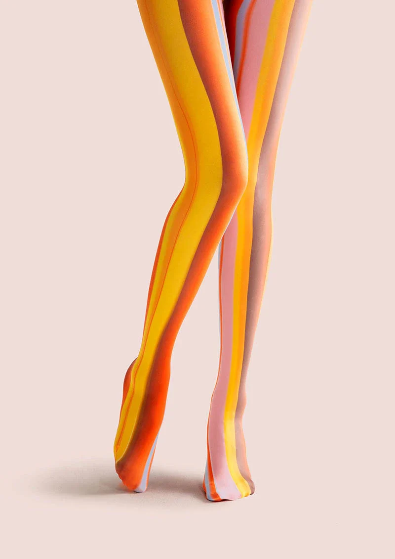 Viken Plan Pop Art Print Tights Colorful Pantyhose/Tights [Orange-Amber Stripes] - Image 5