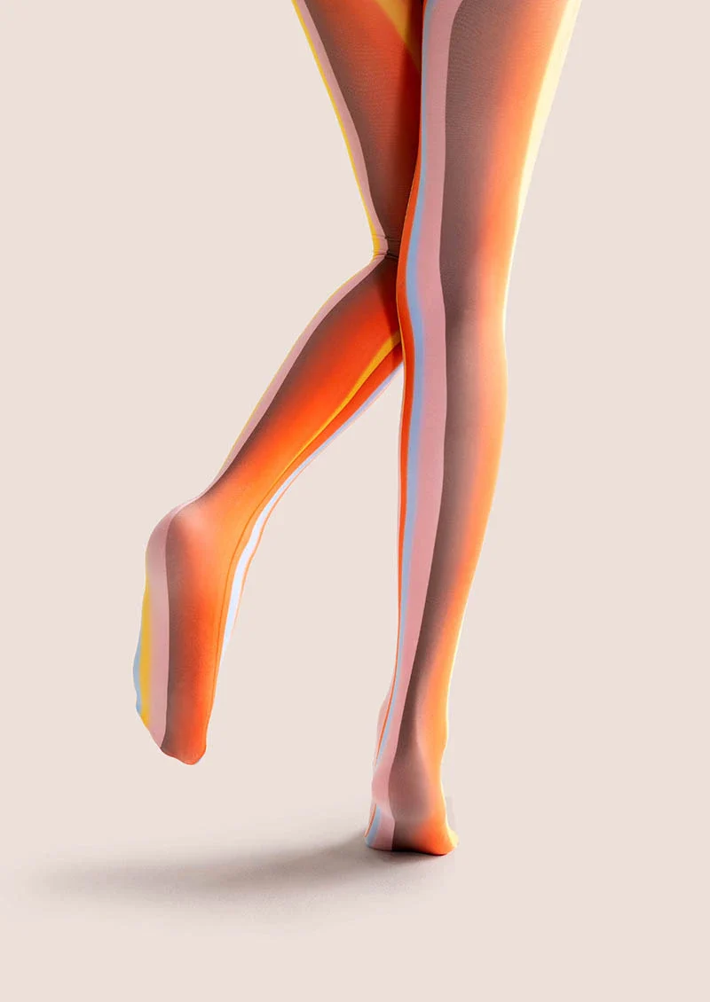 Viken Plan Pop Art Print Tights Colorful Pantyhose/Tights [Orange-Amber Stripes] - Image 6