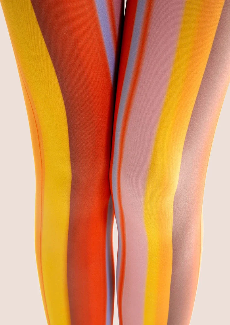 Viken Plan Pop Art Print Tights Colorful Pantyhose/Tights [Orange-Amber Stripes] - Image 7