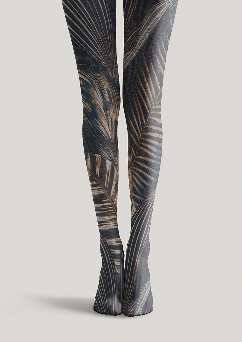 Viken Plan Floral pattern Palm Shadow Tights Hosiery Pantyhose