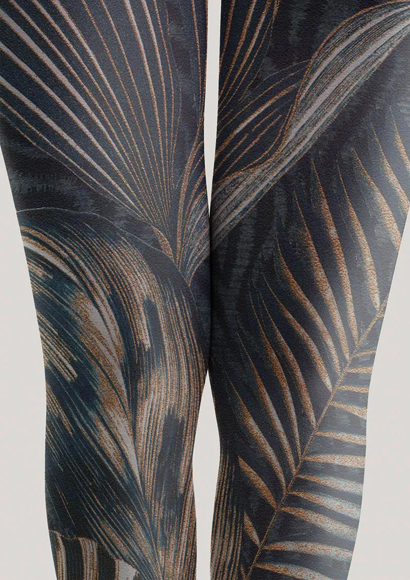 Viken Plan Floral pattern Palm Shadow Tights Hosiery Pantyhose - Image 2