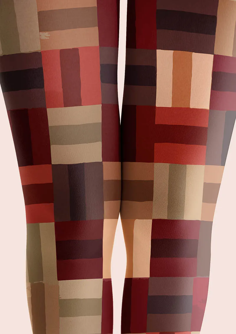 Viken Plan Christmas Fun Art Patch Plaid Tights Hosiery Pantyhose - Image 4