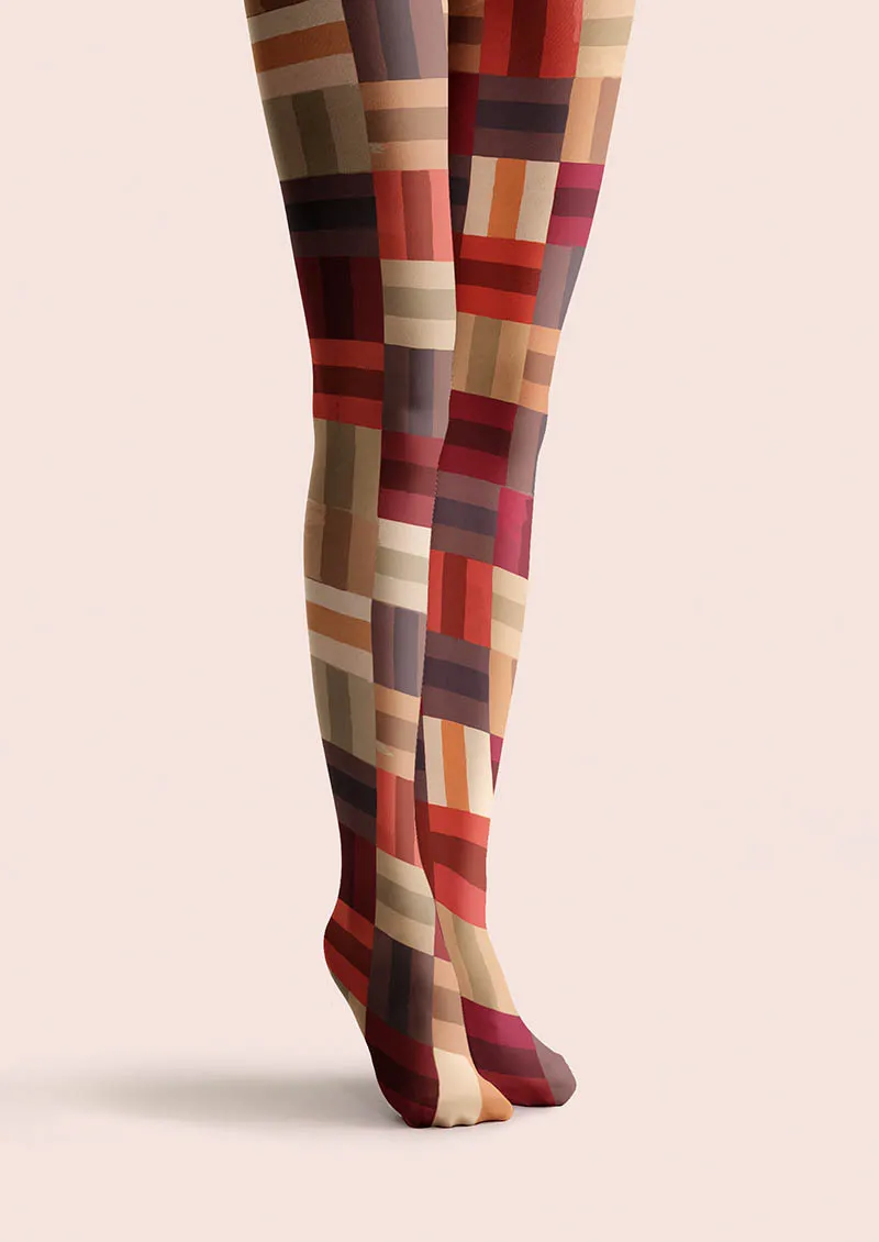 Viken Plan Christmas Fun Art Patch Plaid Tights Hosiery Pantyhose - Image 5