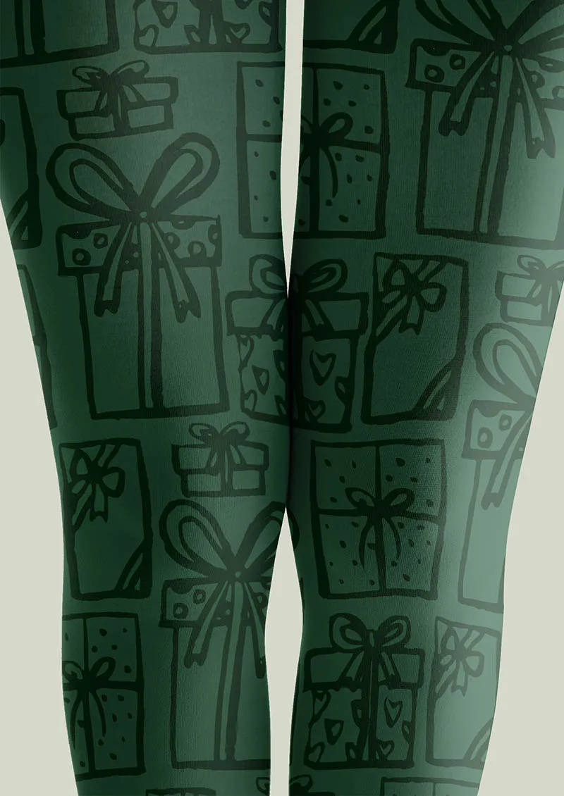 Viken Plan Christmas Fun Art Pine Carol Tights Hosiery Pantyhose - Image 4