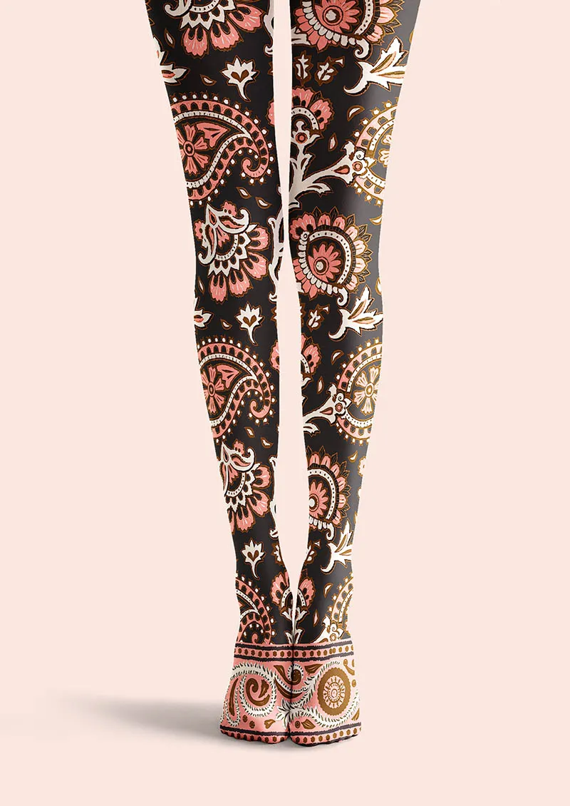 Viken Plan Classic Pattern Tights Personality Pantyhose/Tights [Pink Paisley] - Image 3