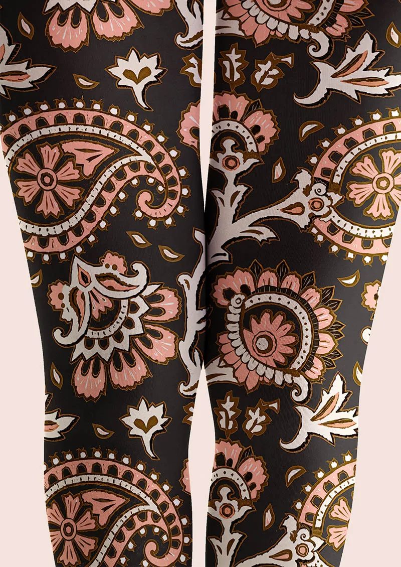 Viken Plan Classic Pattern Tights Personality Pantyhose/Tights [Pink Paisley] - Image 4