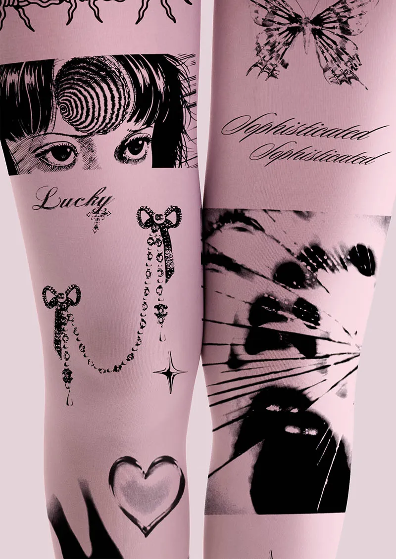 Viken Plan Pink Signal Girl Y2K Style Tights Hosiery Pantyhose - Image 3