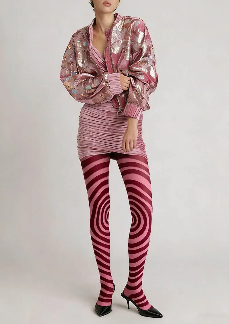 Viken Plan Pink Swirl Tights Hosiery Pantyhose - Image 2