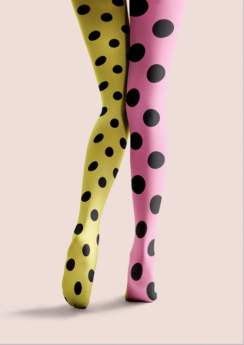 Viken Plan Pink-Yellow Dots Tights Hosiery Pantyhose - Image 6