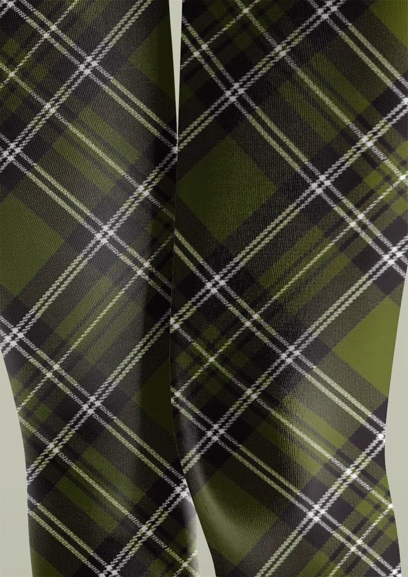 Viken Plan Plaid Green Tights Hosiery Pantyhose - Image 3