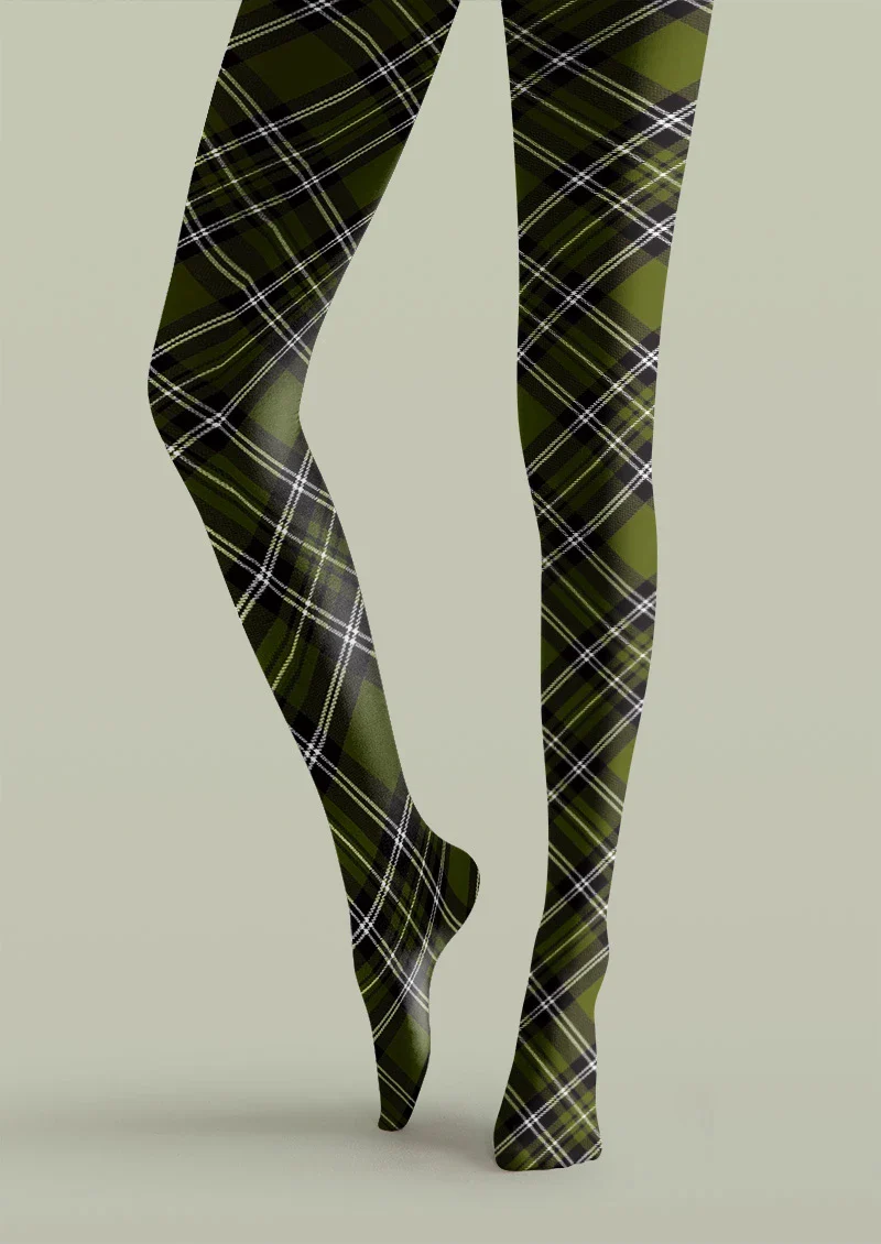 Viken Plan Plaid Green Tights Hosiery Pantyhose - Image 4
