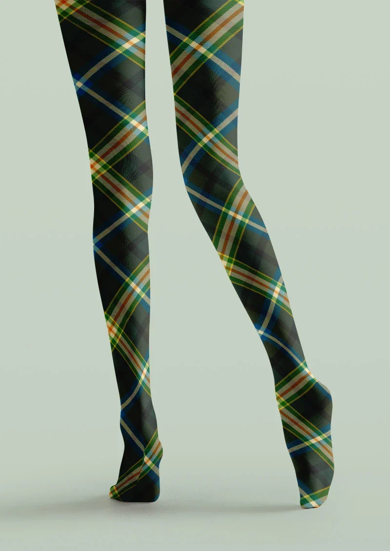 Viken Plan Green Blue Tartan Plaid Tights Hosiery Pantyhose - Image 3