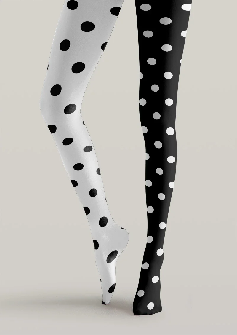 Viken Plan Polka Dot Contrast Tights Hosiery Pantyhose - Image 5