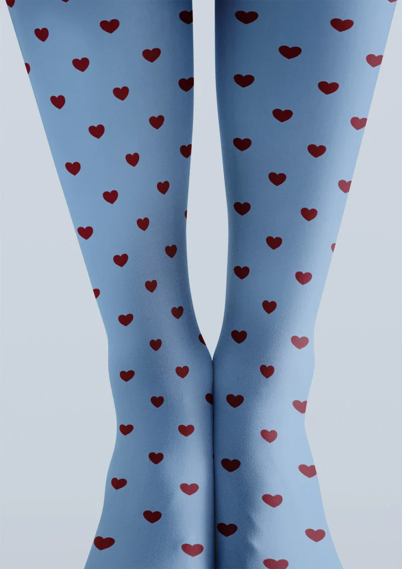 Viken Plan Blue Heart Polka Dot Tights Hosiery Pantyhose - Image 5