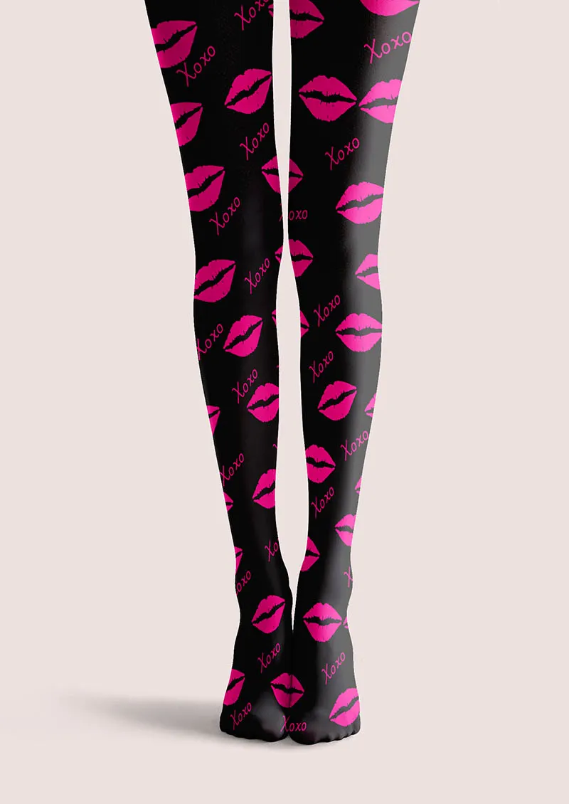 Viken Plan Valentine's Day Pop Heart Beat Tights Hosiery Pantyhose