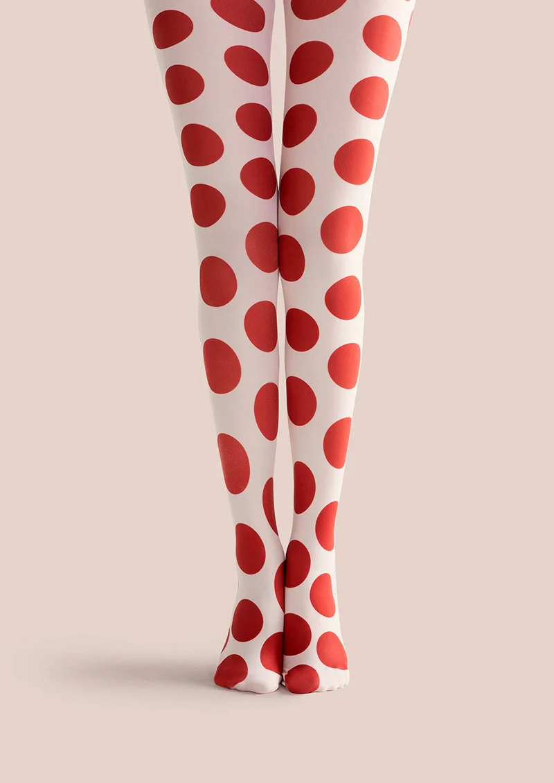 Viken Plan Red Polka Dot Tights Hosiery Pantyhose - Image 3