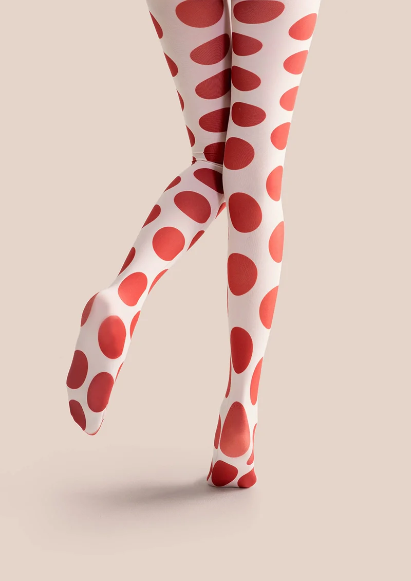 Viken Plan Red Polka Dot Tights Hosiery Pantyhose - Image 4