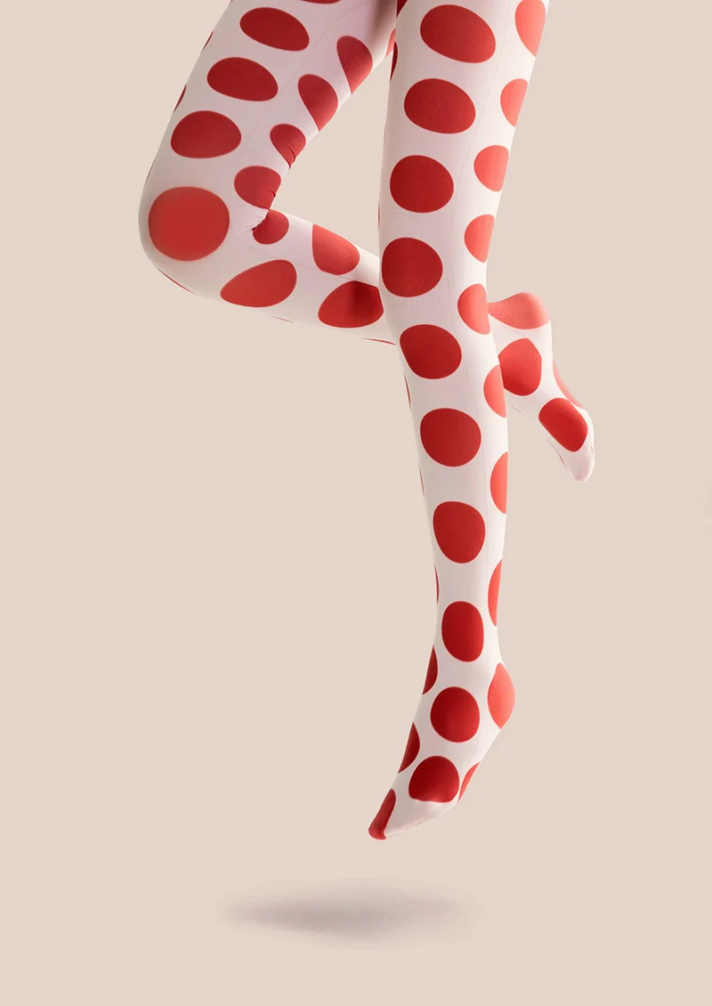 Viken Plan Red Polka Dot Tights Hosiery Pantyhose - Image 5