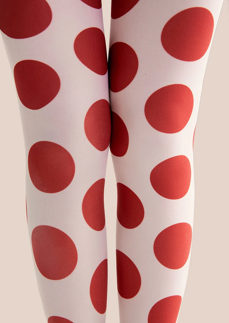 Viken Plan Red Polka Dot Tights Hosiery Pantyhose - Image 6