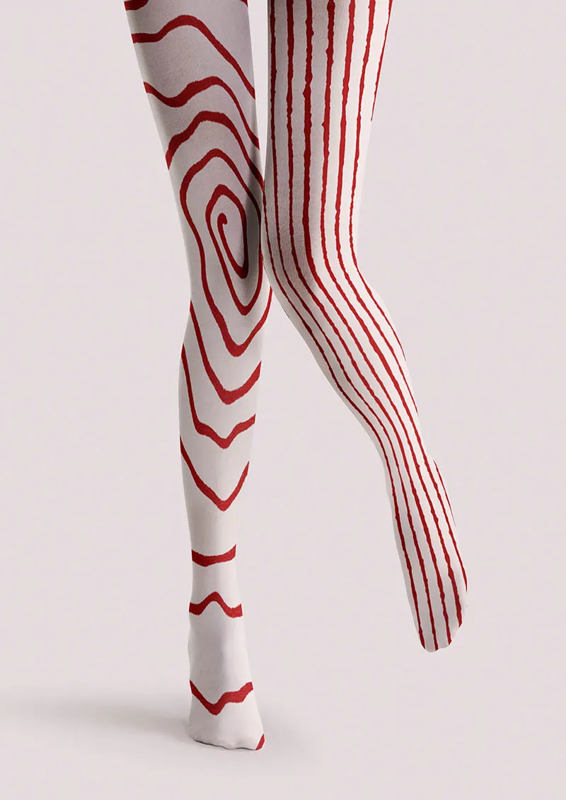 Viken Plan Red Spiral Tights Hosiery Pantyhose