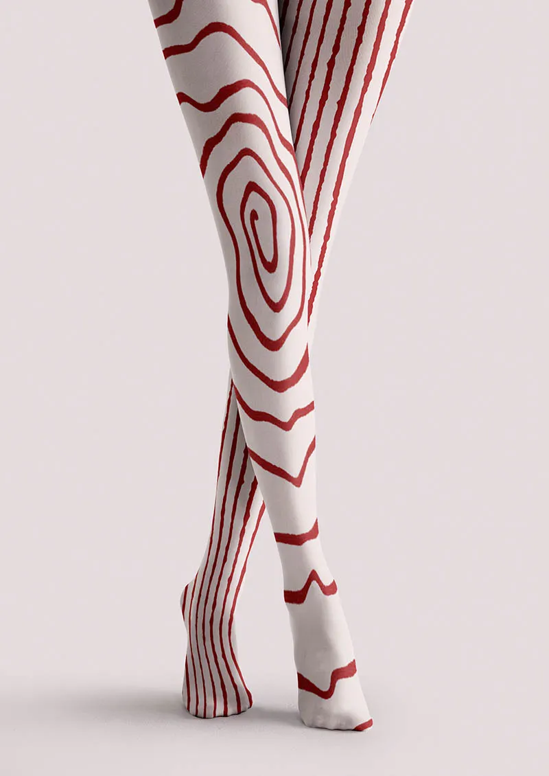 Viken Plan Red Spiral Tights Hosiery Pantyhose - Image 3