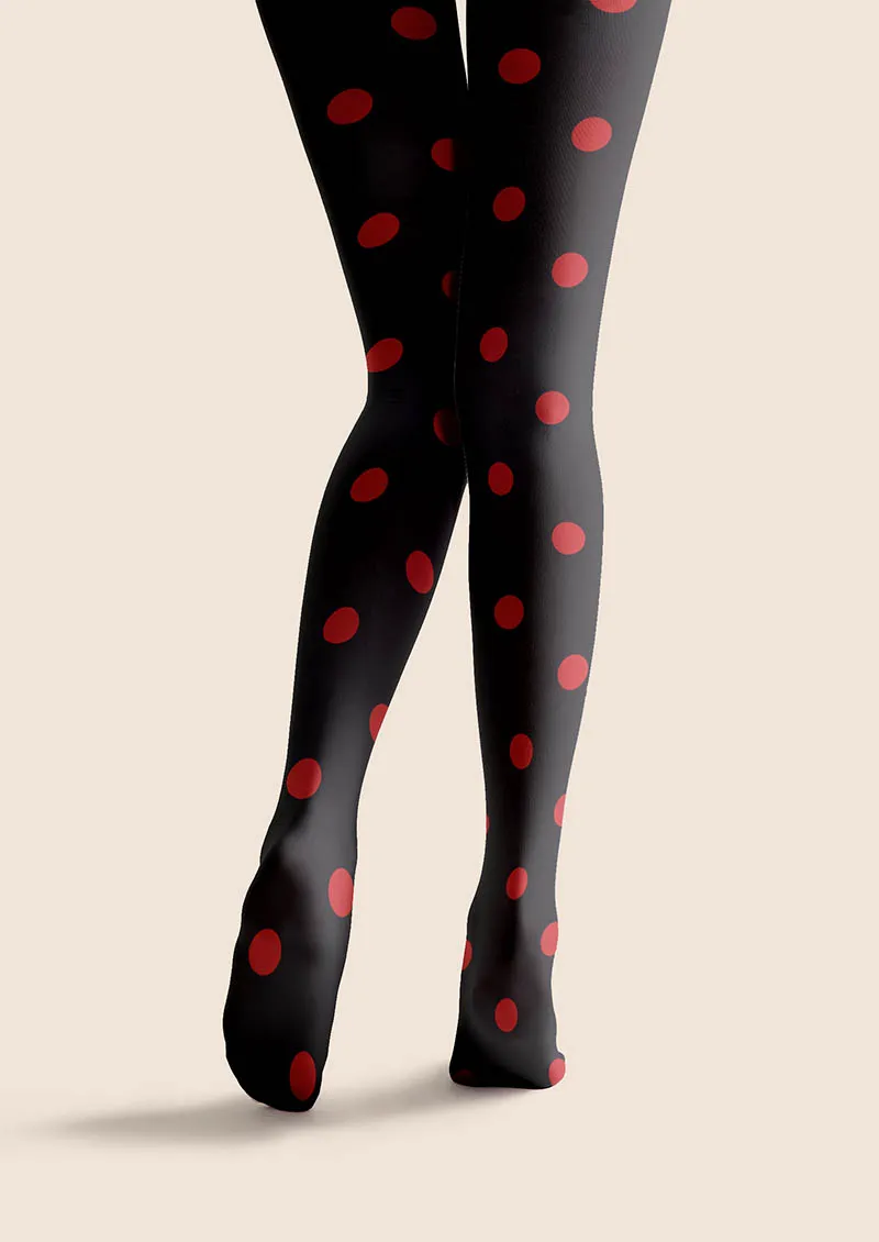 Viken Plan Christmas Retro Polka Red Tights Hosiery Pantyhose - Image 5
