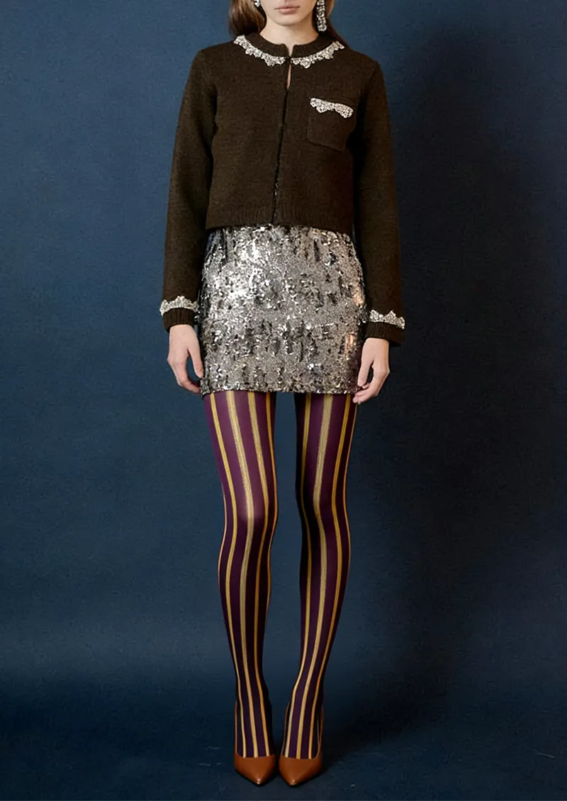 Viken Plan Retro Verticals Tights Hosiery Pantyhose - Image 2