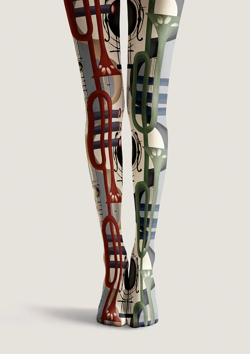 Viken Plan Musical elements Rhythm Collage Tights Hosiery Pantyhose - Image 4