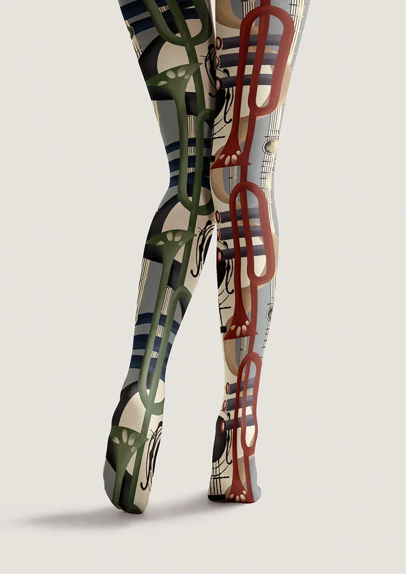 Viken Plan Musical elements Rhythm Collage Tights Hosiery Pantyhose - Image 5