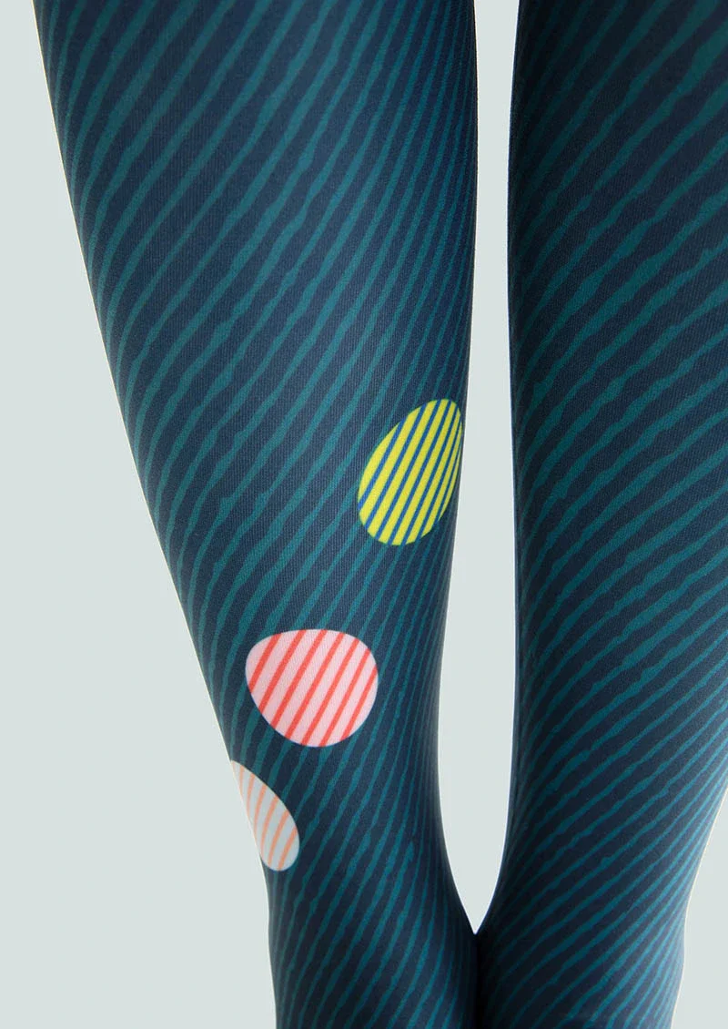 Viken Plan Pop Art Print Tights Colorful Pantyhose/Tights [Rhythmic Polka Motif] - Image 4
