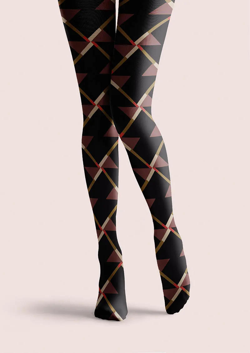 Viken Plan Ribbon Plaid Tights Hosiery Pantyhose