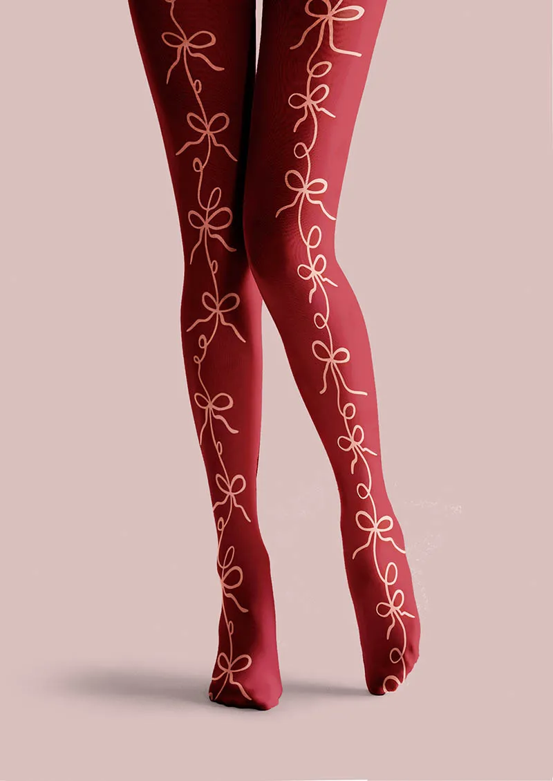 Viken Plan Christmas Fun Art Ribbon Wish Tights Hosiery Pantyhose