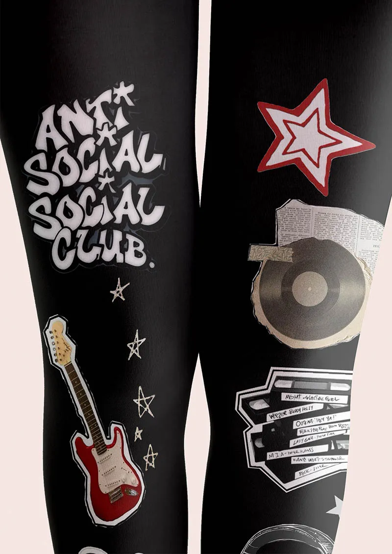 Viken Plan Musical elements Rock Statement Tights Hosiery Pantyhose - Image 3