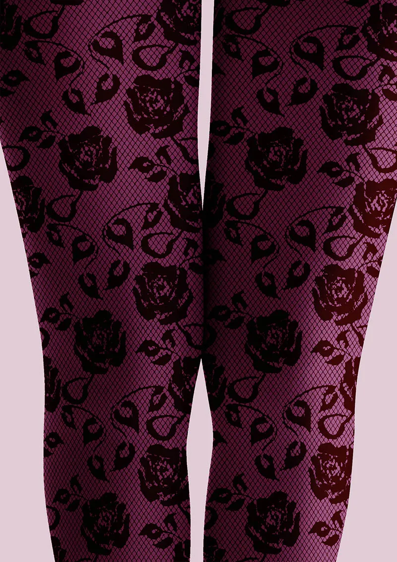 Viken Plan Lace Print Rose Bloom Tights Hosiery Pantyhose - Image 4