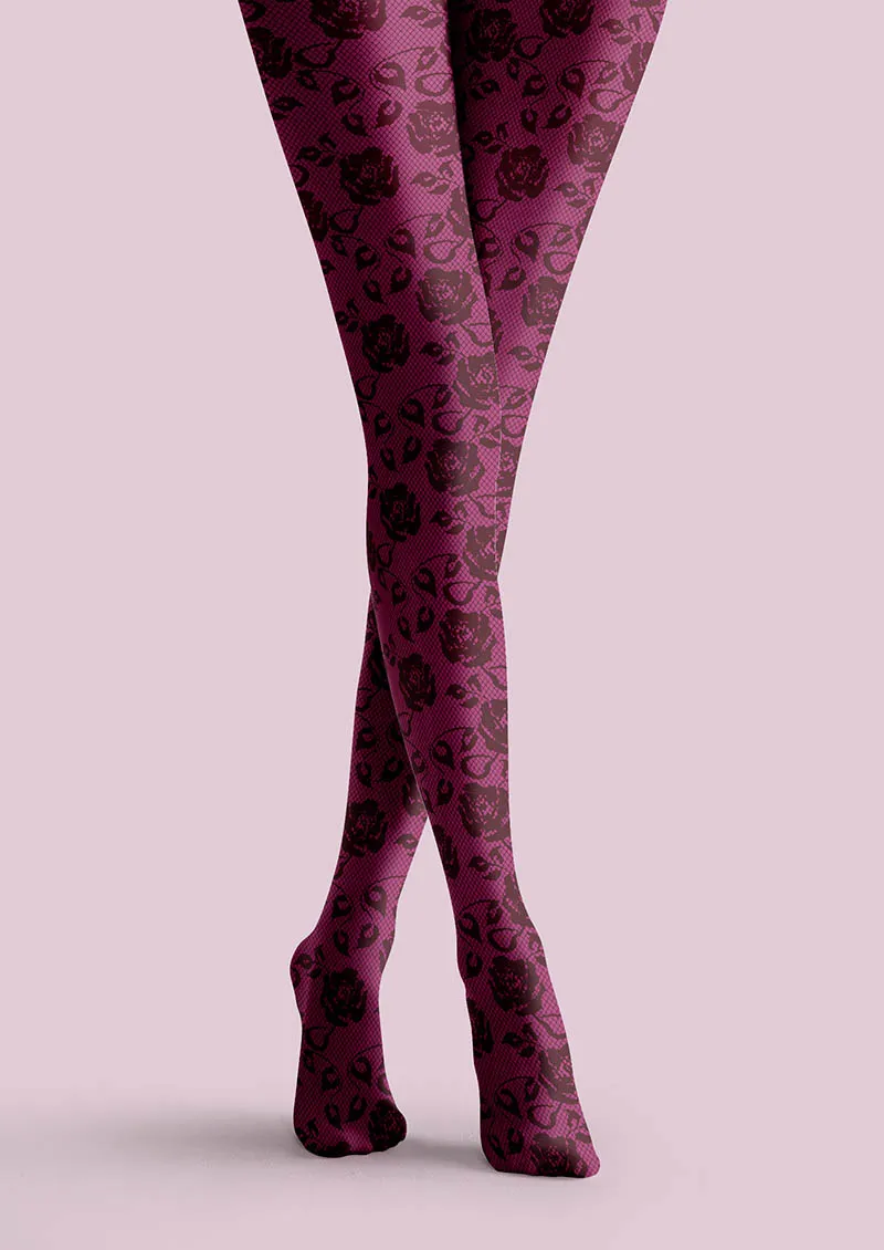 Viken Plan Lace Print Rose Bloom Tights Hosiery Pantyhose - Image 5