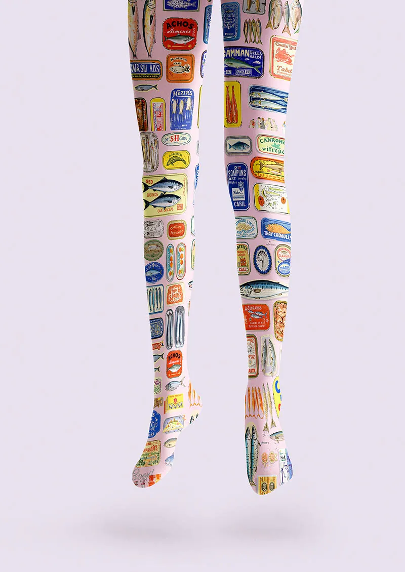 Viken Plan Fun art Print Tights Personality Pantyhose/Tights [Sardine Pop] - Image 3