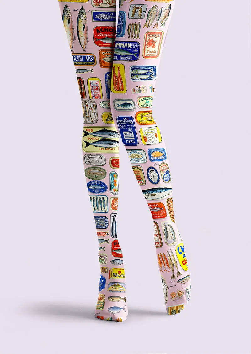 Viken Plan Fun art Print Tights Personality Pantyhose/Tights [Sardine Pop] - Image 4
