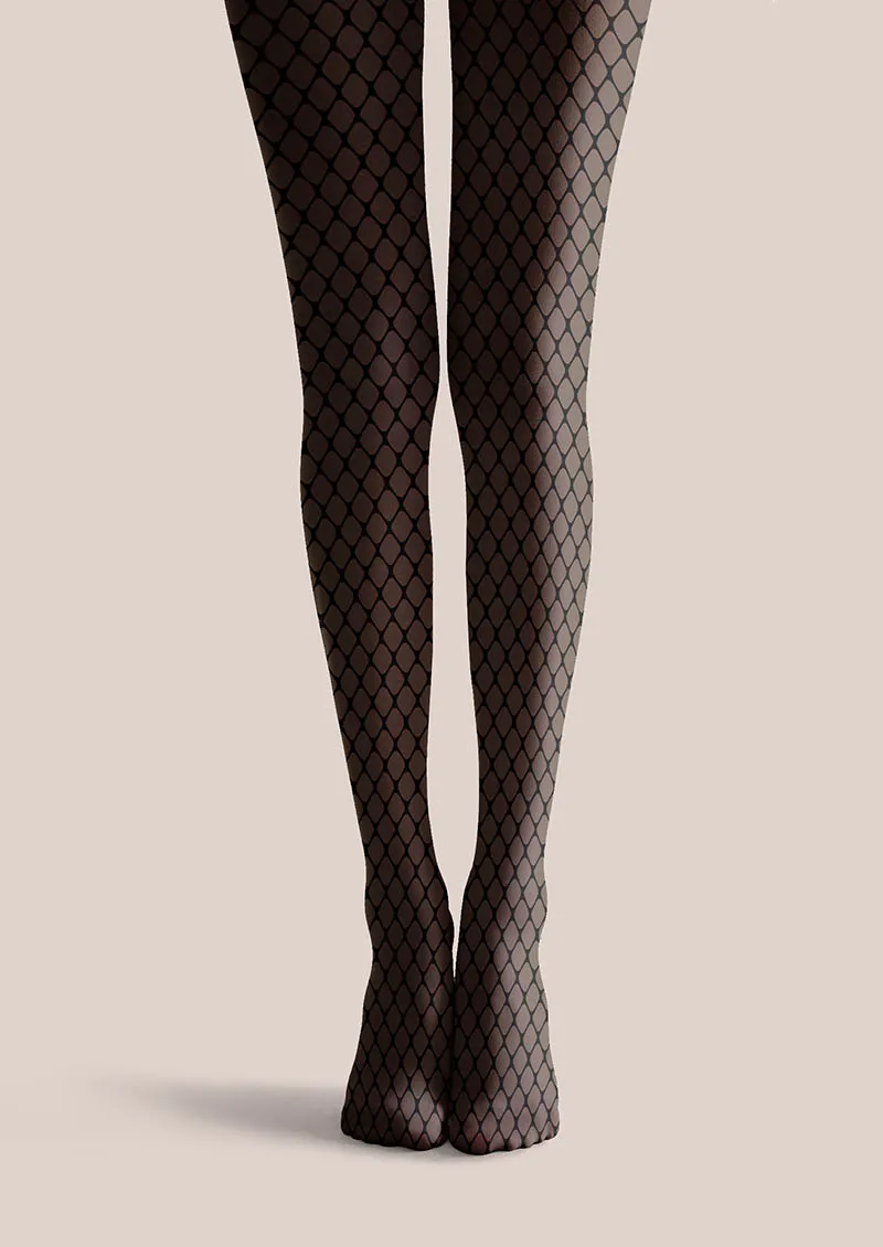 Viken Plan Shadow Grid Plaid Pattern Tights Hosiery Pantyhose